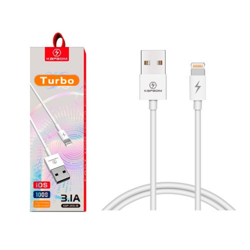 Cabo carregador USB Lightning Kapbom turbo charge 3.1A 1M