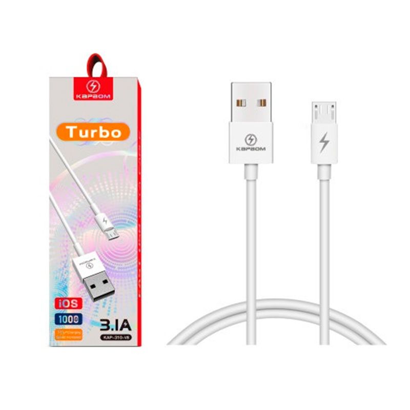 Cabo carregador USB V8 Kapbom turbo charge 3.1A 1M